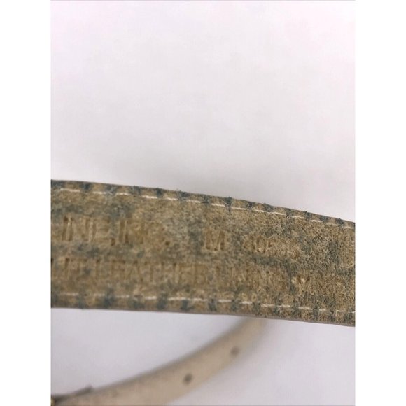 Vtg 90's Another Line Inc Women's Leather Skinny Belt Snake Embossed Beige 33-36 - Picture 7 of 10